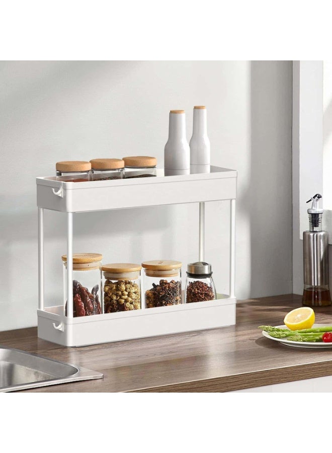 Anmi 4 Tier Slim Rolling Storage Cart White, Slide Out Utility Organizer with Wheels for Narrow Spaces, Mobile Shelving Unit for Bathroom Kitchen Office Laundry Room - Image 5